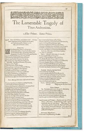 Shakespeare, William (1564-1616) The Lamentable Tragedy of Titus Andronicus, Extracted from the First Folio.